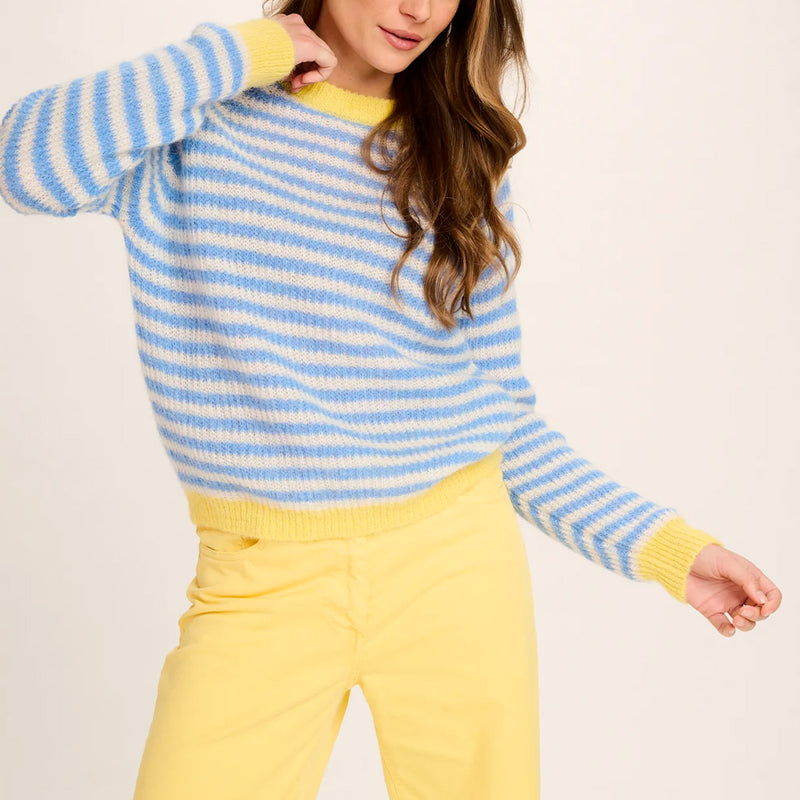 Les Tricots D'o - Pull Cristina - Bleu & Jaune