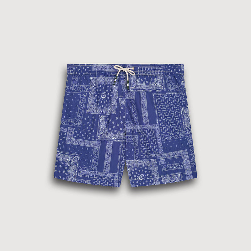 Hartford - Short de bain Motif - Bleu Indigo