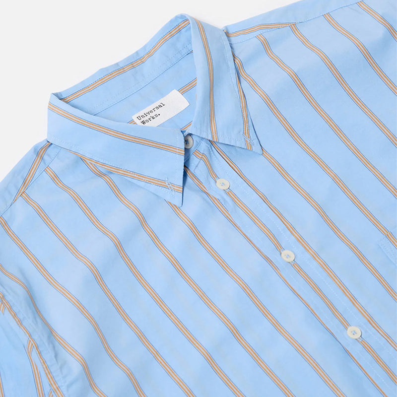 Universal Works - Chemise Lazy Day - Bleu à rayures