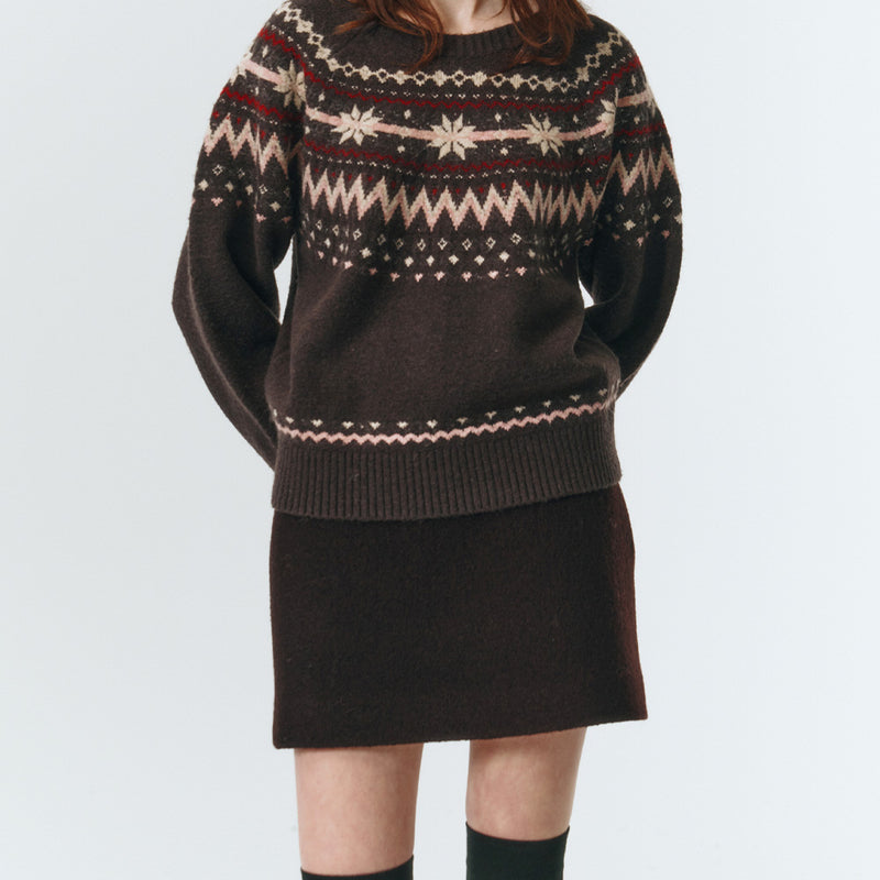 Dunst - Mini jupe en laine - Marron Foncé