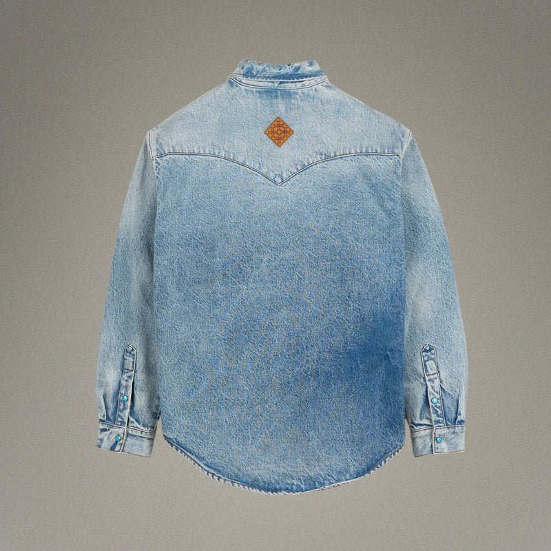 Caleb - Chemise Western Denim - Bleu