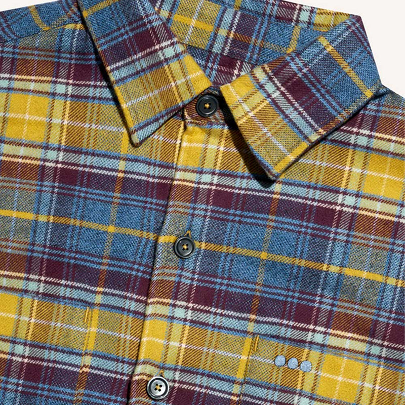 Later - Surchemise Casual à Carreaux - Tartan Bleu Jaune & Brun