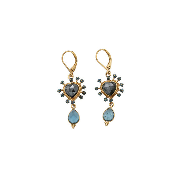 LA2L - Boucles d'oreilles Sacha Ex Voto - Bleu & Pyrite