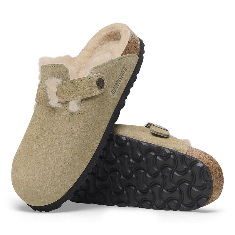 Birkenstock - Sabots Boston en Fourrure - Taupe