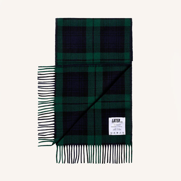 Later - Echarpe en laine - Tartan Marine & Vert