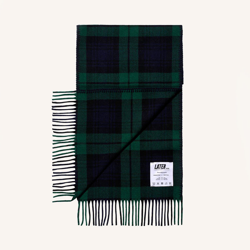 Later - Echarpe en laine - Tartan Marine & Vert