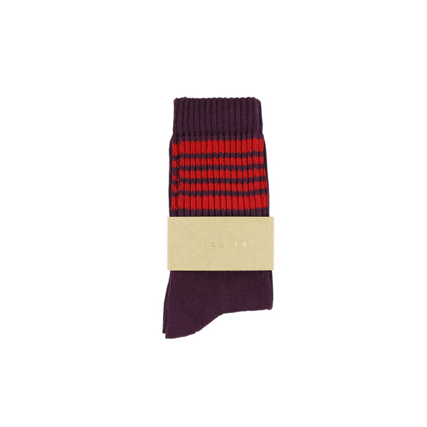Escuyer - Chaussettes 5 rayures - Rouge vin