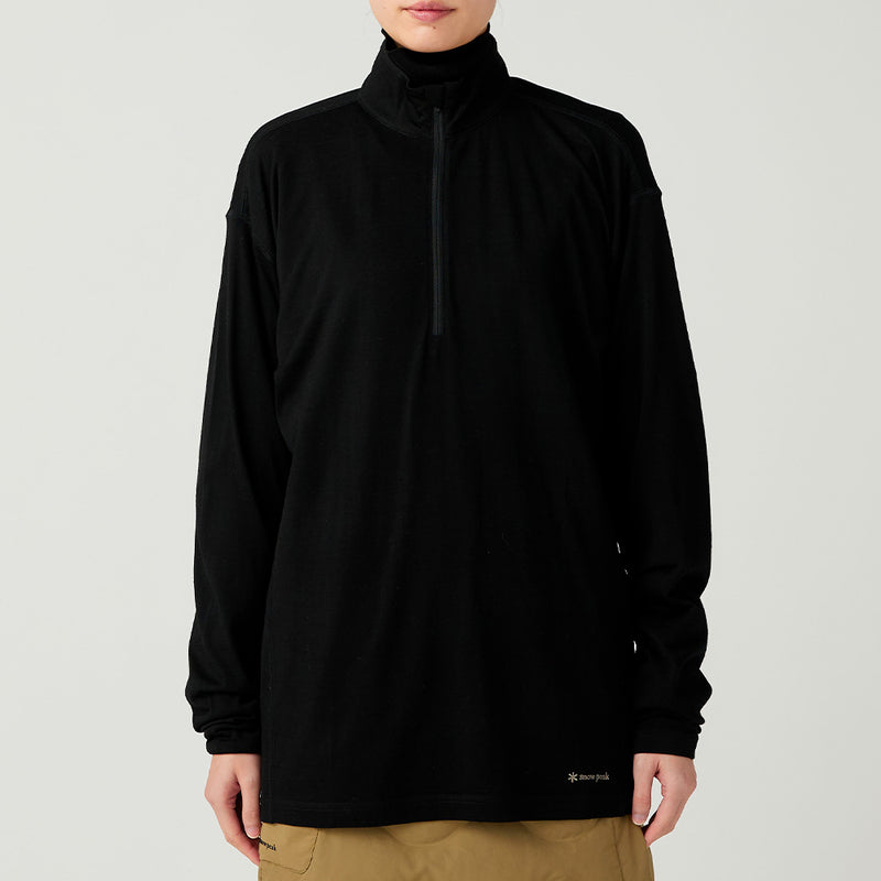 Snow Peak - Pull Demi-zip Laine - Noir