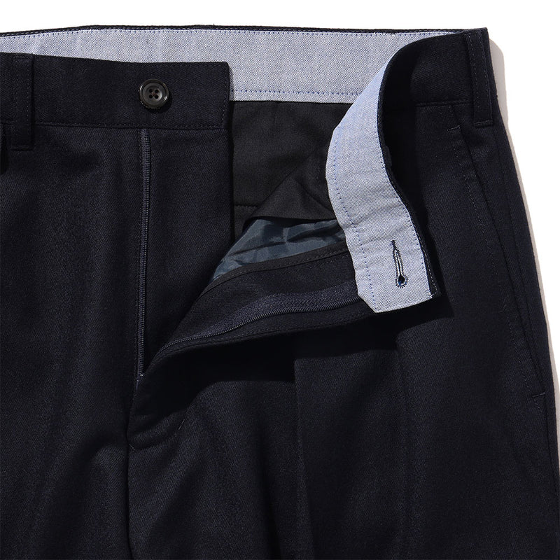 Beams Plus - Pantalon tapered en flanelle - Bleu marine