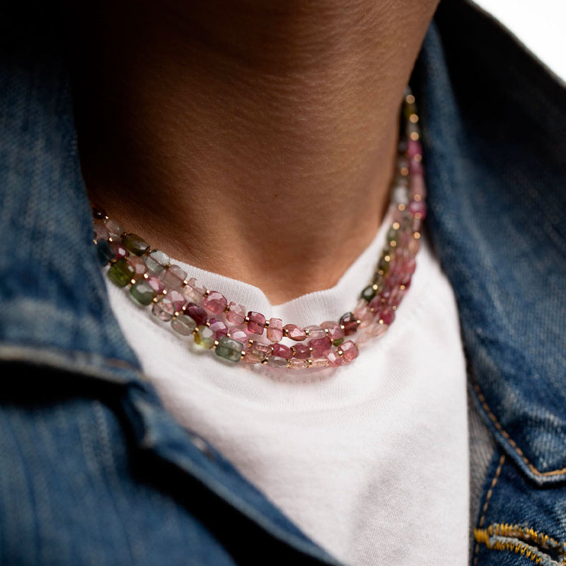 Luj - Collier ras de cou en Tourmaline Sylvia - Rose