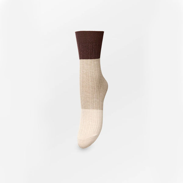 Becksöndergaard - Chaussettes Bam Colorblock - Blanc et Marron