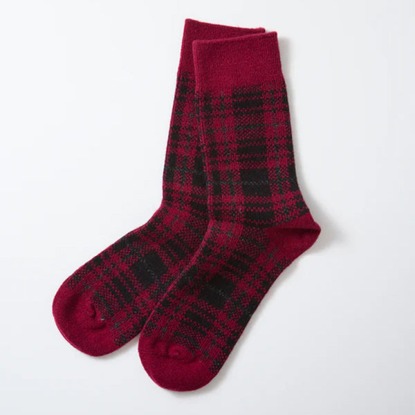 Rototo - Chaussettes à carreaux - Rouge/Noir