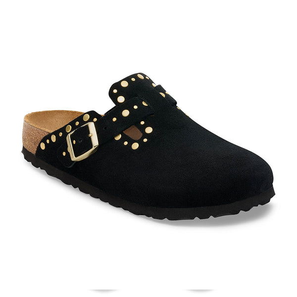 BIRKENSTOCK - Sabots Boston Rivet Suede - Lit de pied souple - Noir