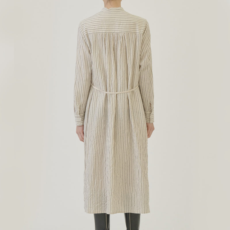 Pas de Calais -  Robe Brossée Rayures - Ivoire