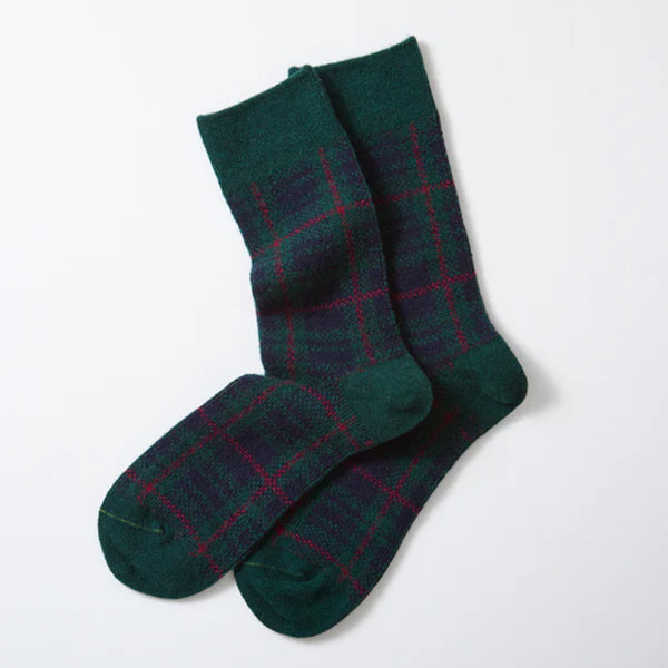 Rototo - Chaussettes à carreaux - Vert/Bleu marine
