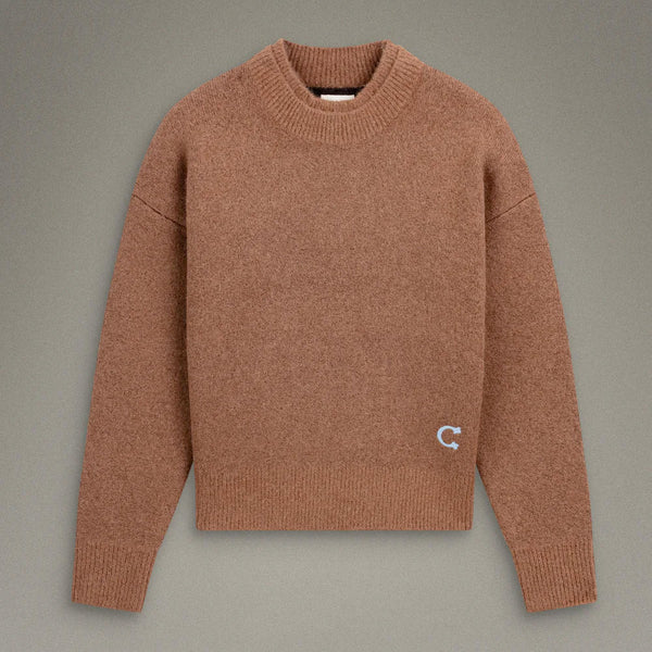 Caleb - Pull Col Rond Brodé - Tabacco Camel