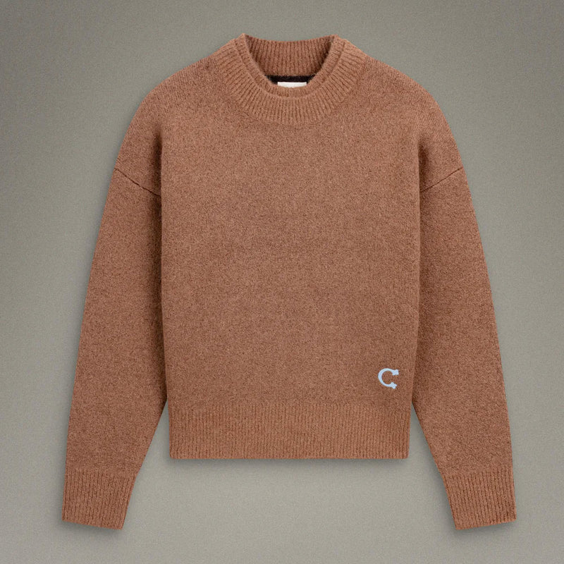 Caleb - Pull Col Rond Brodé - Tabacco Camel