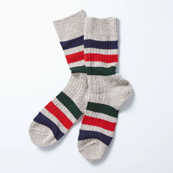 Rototo - Chaussettes à rayures - Beige