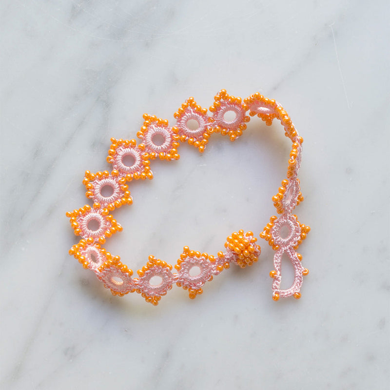 Ottomania - Bracelet crochet Daisy - Rose & Orange