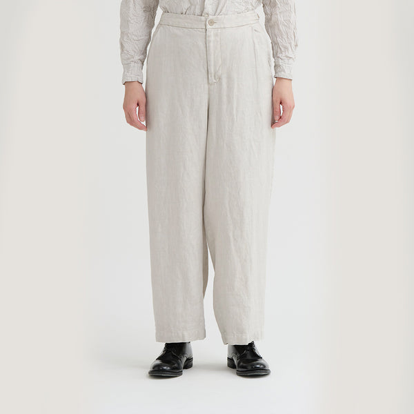 Pas de Calais - Pantalon large en sergé de lin - Gris Clair