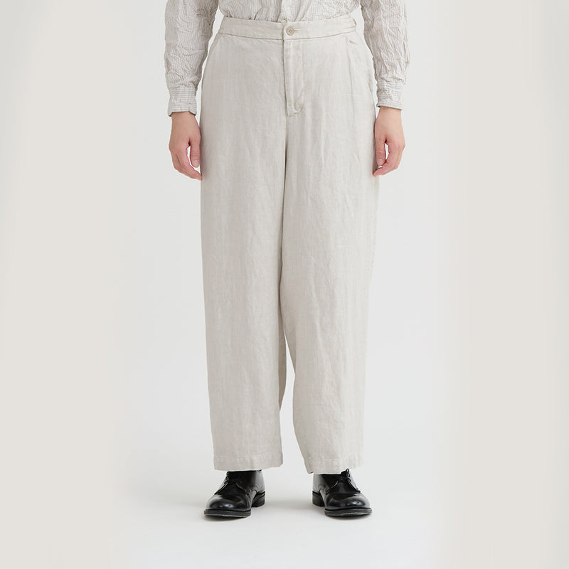 Pas de Calais - Pantalon large en sergé de lin - Gris Clair