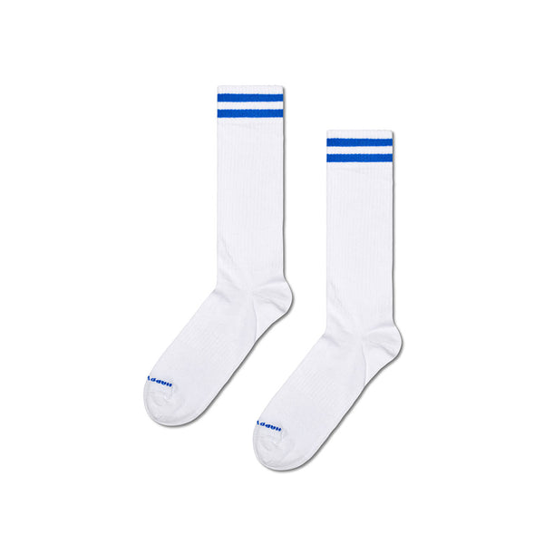 Happy Socks - Chaussettes Hautes Solid - Blanc & bleu