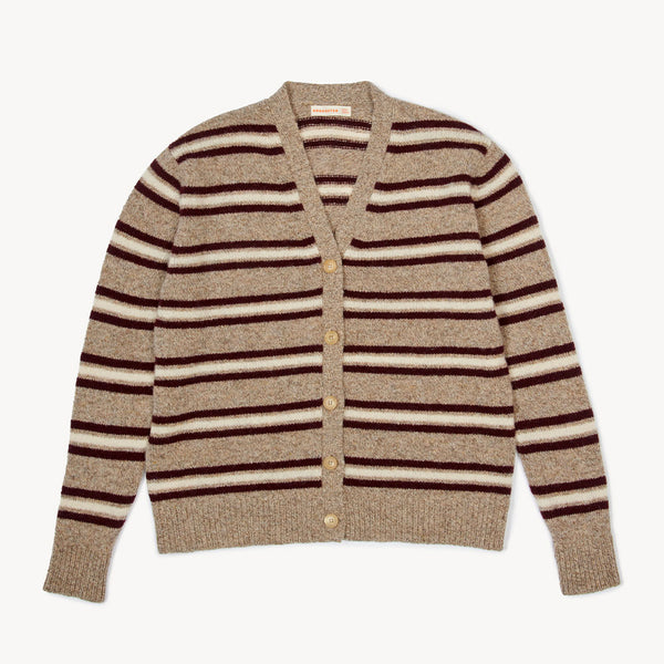 & Daughter - Cardigan Shetland rayé - Naturel