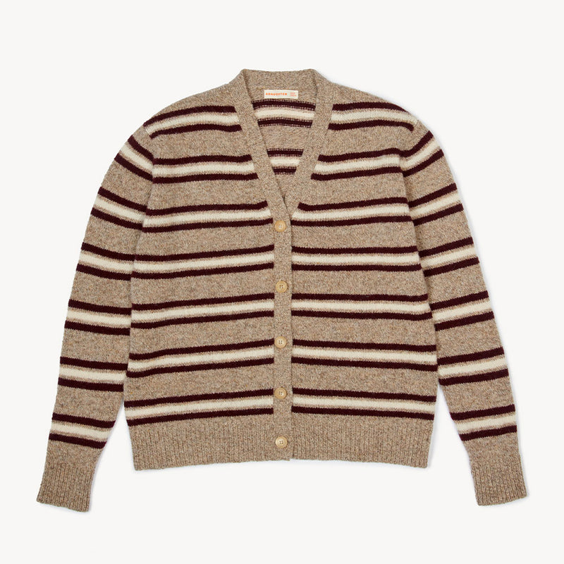 & Daughter - Cardigan Shetland rayé - Naturel