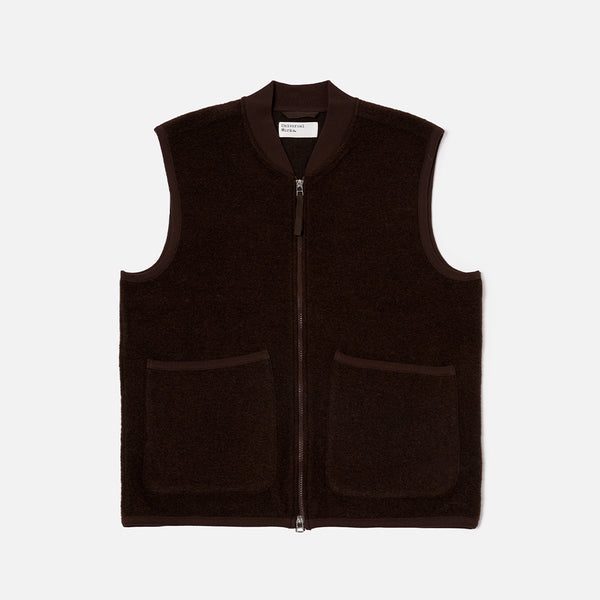 Universal Works - Veste Laine Zip - Marron