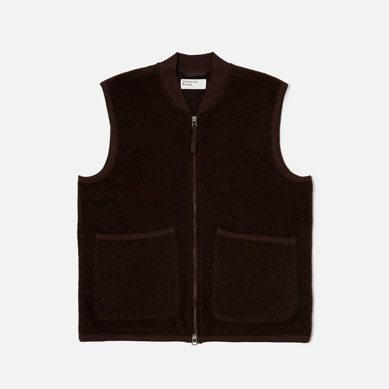 Universal Works - Veste Laine Zip - Marron