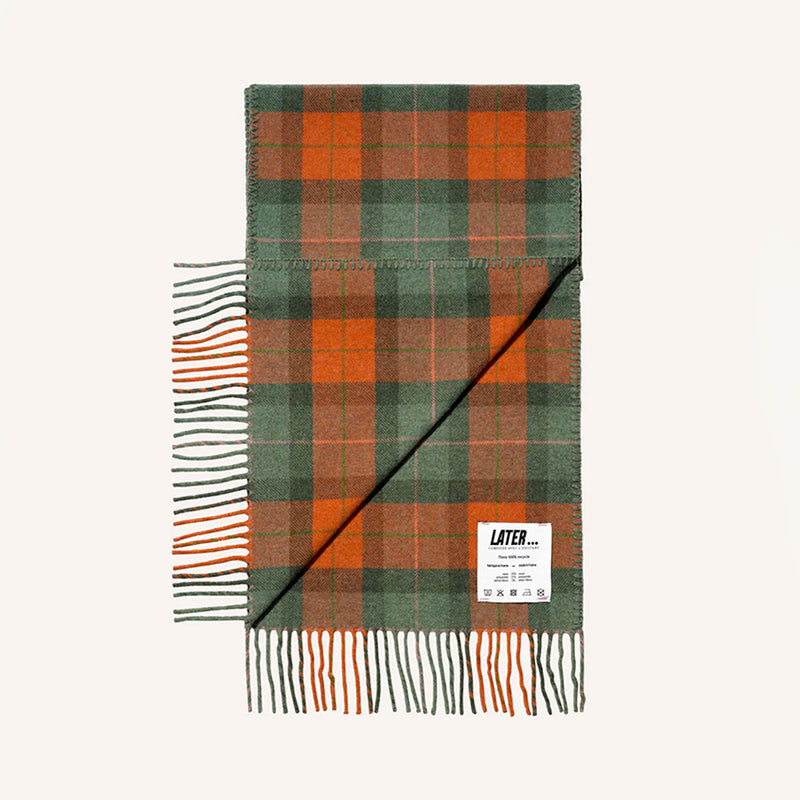 Later - Echarpe en laine - Tartan Orange & Vert