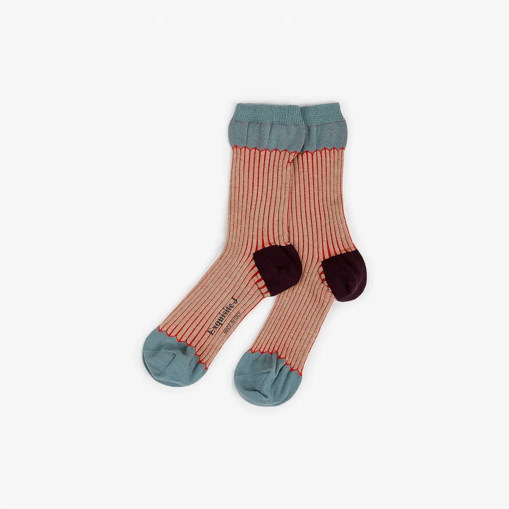 Exquisite J - CA74 Socks - Red and Blue – Merci Paris