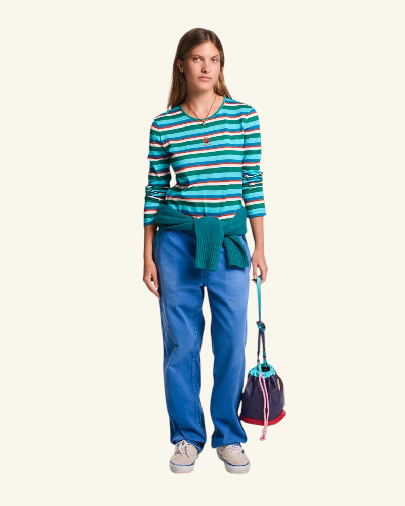 Au Vieux Campeur - Congés Payés - T-Shirt Bianca - Vert Bleu Rouge & Ecru