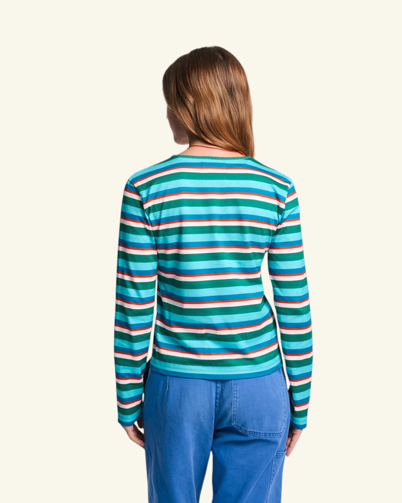 Au Vieux Campeur - Congés Payés - T-Shirt Bianca - Vert Bleu Rouge & Ecru