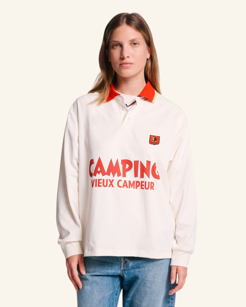 Au Vieux Campeur - Congés Payés - Polo Camping - Blanc & Rouge