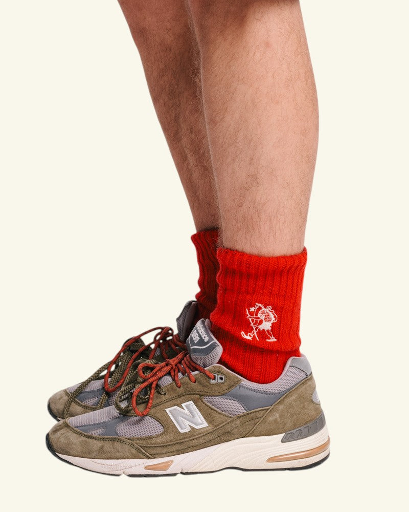 Au Vieux Campeur - Paid Holidays - Embroidered Walker Wool Socks - Red