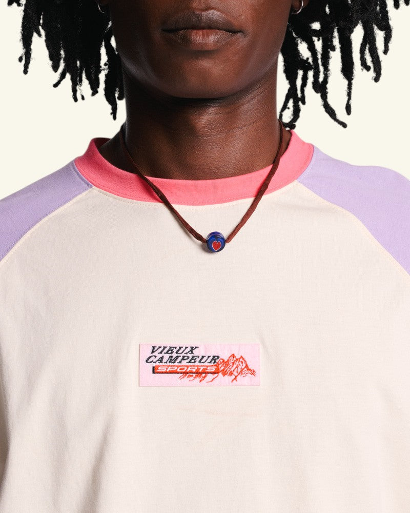 Au Vieux Campeur - Paid Holidays - Jace T-shirt - Ecru Violet & Rose