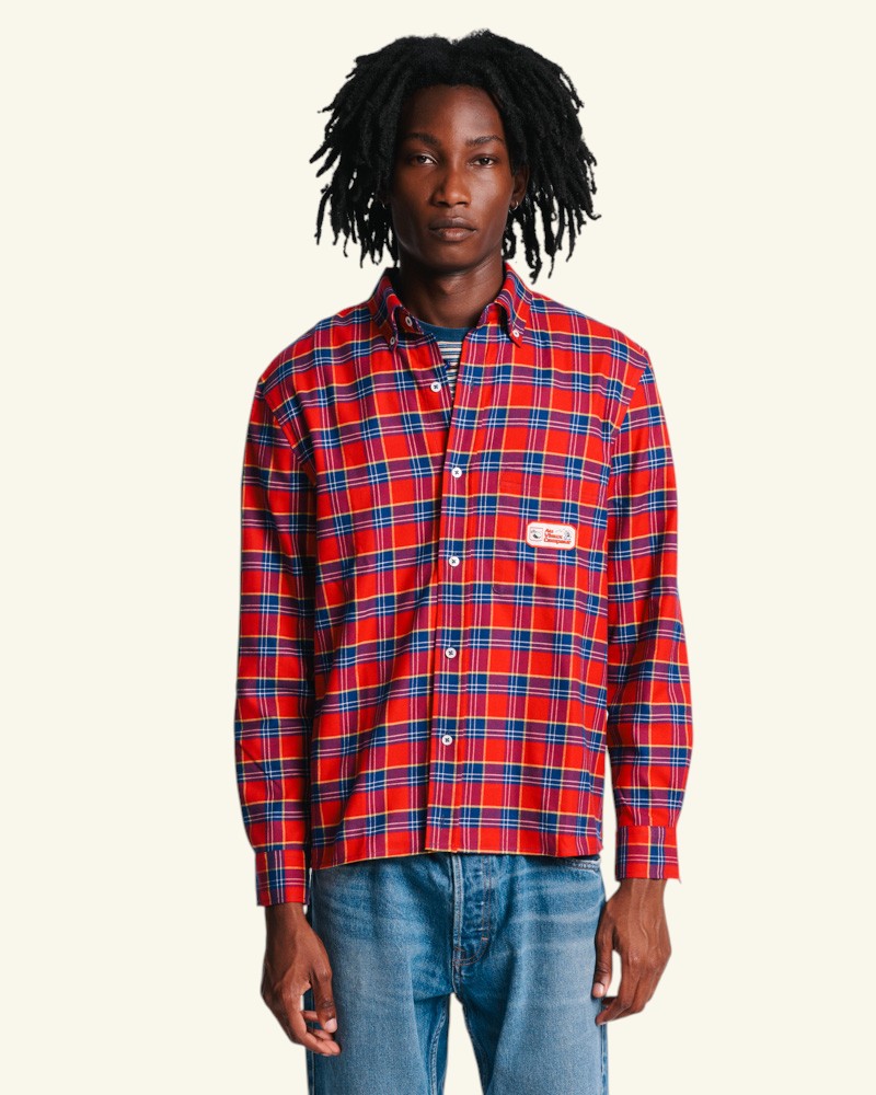 Au Vieux Campeur - Paid Vacation - Elmer Flannel Shirt - Red & Navy