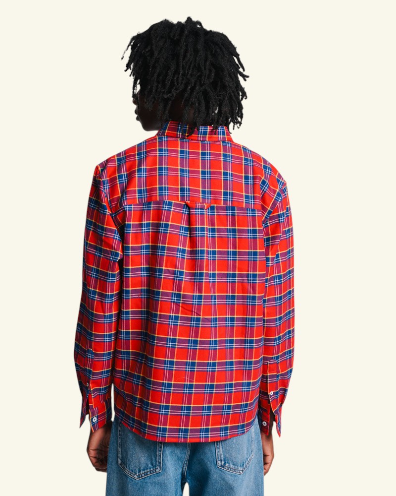 Au Vieux Campeur - Paid Vacation - Elmer Flannel Shirt - Red & Navy