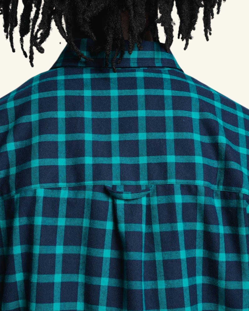 Au Vieux Campeur - Paid Holidays - Elmer Flannel Shirt - Navy & Water Green