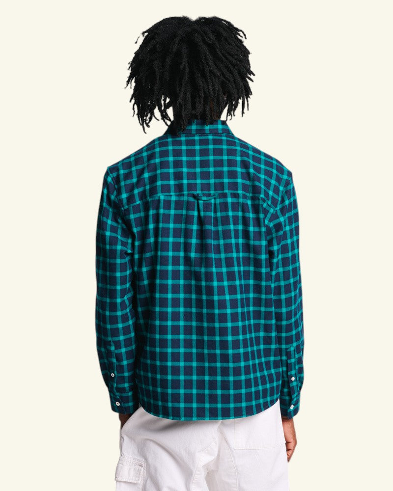 Au Vieux Campeur - Paid Holidays - Elmer Flannel Shirt - Navy & Water Green
