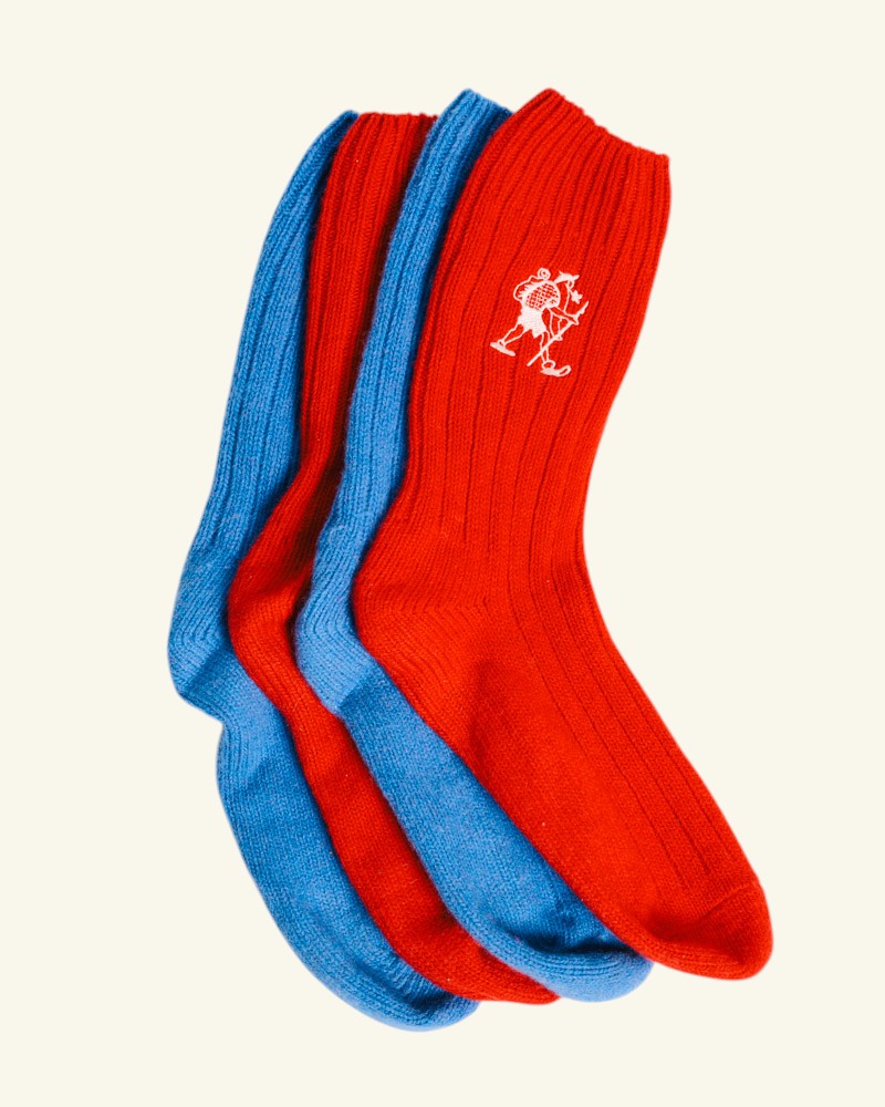 Au Vieux Campeur - Paid Holidays - Embroidered Walker Wool Socks - Red