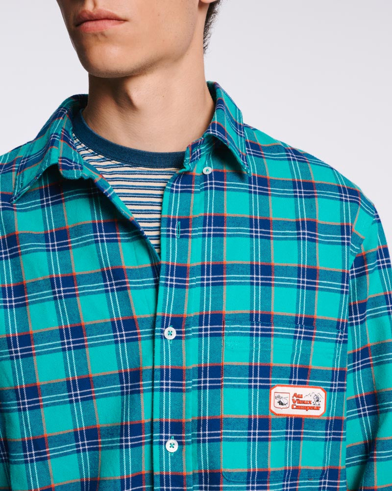 Au Vieux Campeur - Congés Payés - Chemise Elmer Flanelle - Vert & Marine