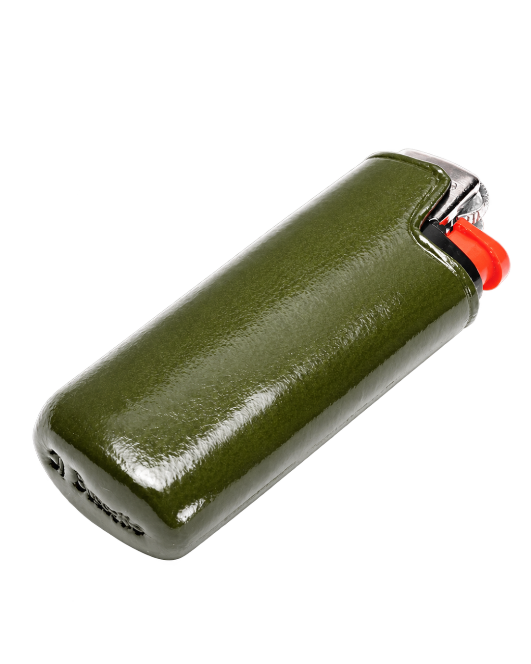 Étui à briquet Merci Paris Il Bussetto en cuir vert foncé à tannage végétal pour briquet BIC Mini