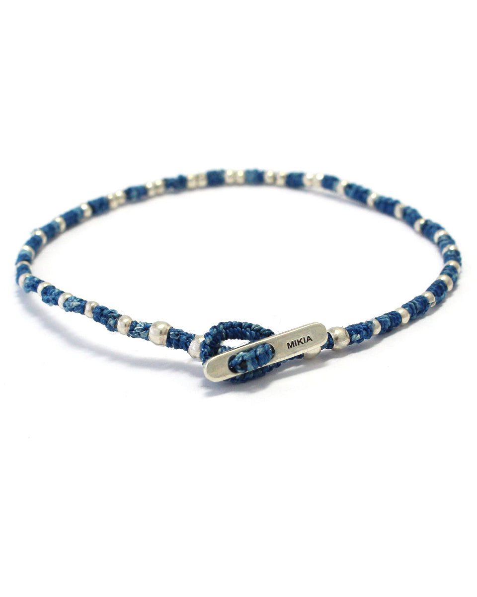 Mikia - Bracelet Small Silver Beads - Bleu