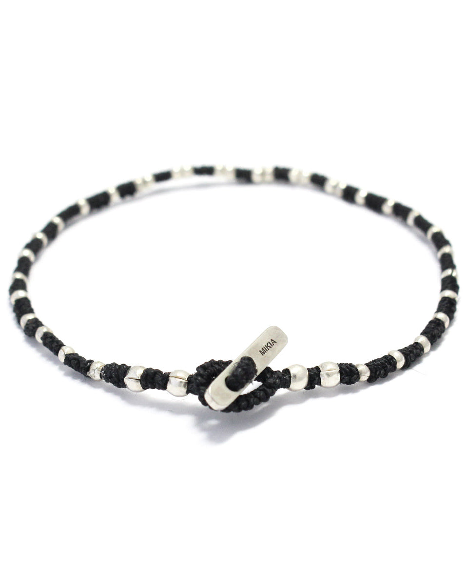 Mikia - Bracelet Small Silver Beads - Noir