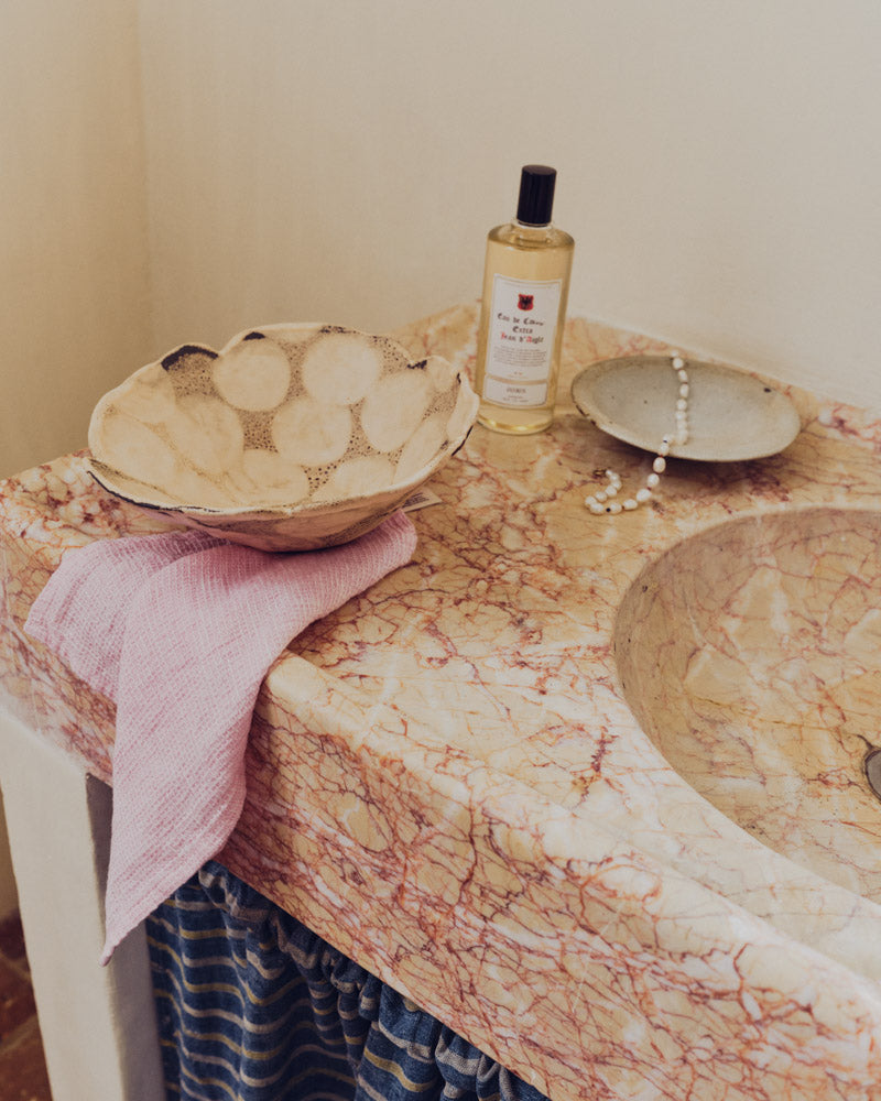 Merci - Linen guest bath towel - Granita Pink