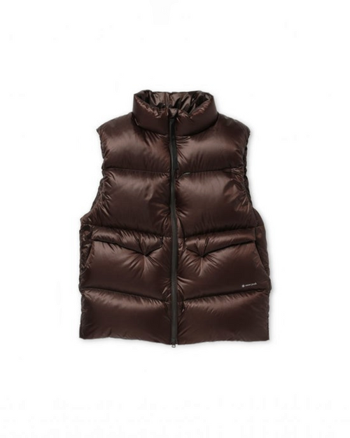 Doudoune sans manches Merci Paris Snow Peak en nylon marron foncé avec garnissage en duvet isolant