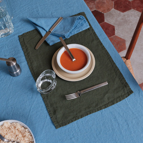 Set de table en lin lavé - Vert Oxyde