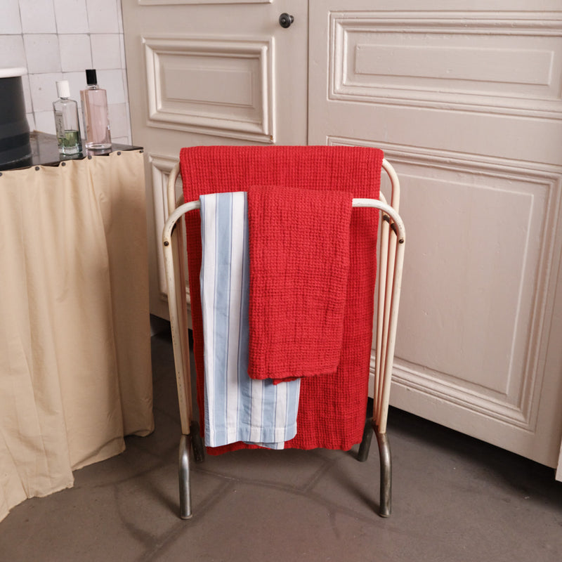 Serviette de bain en lin - Waffle - Rouge Vermillon